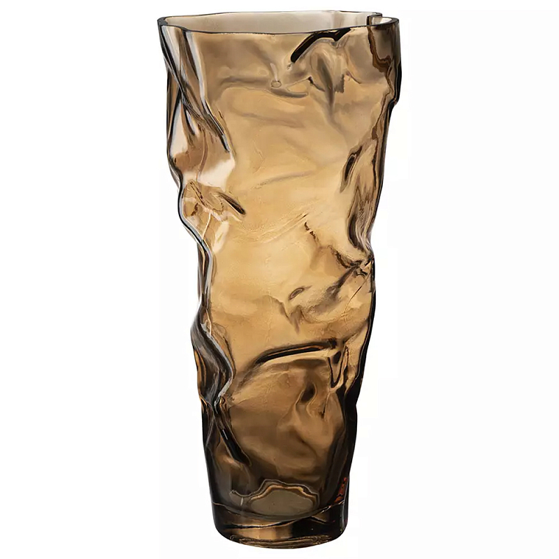Ваза стеклянная фактурная Crumpled Vase 32 см Коричневый Ваза стеклянная фактурная Crumpled Vase 32 см Коричневый в Рязани | Loft Concept