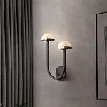 Бра с 2-мя мраморными плафонами на черном корпусе Light Warm Light варинант исполнения - 2 | Loft Concept в Рязани