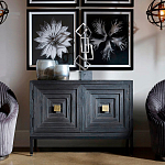 Тумба черная из дерева двухдверная Geometric Double Door Nightstand варинант исполнения - 5 | Loft Concept в Рязани