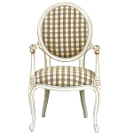 Стул с подлокотниками и круглой спинкой  Checkered Upholstery Chair обивка в клетку варинант исполнения - 2 | Loft Concept в Рязани