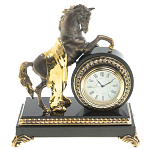 Часы настольные бронзовые с декором в виде коня Horse Stone Clock варинант исполнения - 5 | Loft Concept в Рязани