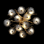 Потолочная люстра круглая ветвистыми бронзовыми элементами и стеклянными рифлеными дисками Textured Glass Chandelier варинант исполнения - 2 | Loft Concept в Рязани