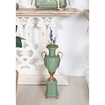 Ваза зеленого цвета из фарфора на высокой подставке с бронзовыми ручками Eden Garden porcelain and bronze варинант исполнения - 4 | Loft Concept в Рязани