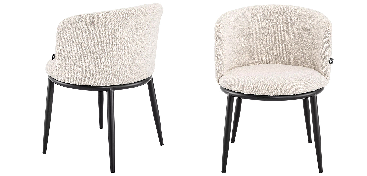 Комплект из двух стульев Eichholtz Dining Chair Filmore Set of 2 Boucle Cream Комплект из двух стульев Eichholtz Dining Chair Filmore Set of 2 Boucle Cream - Loft-Concept в Рязани