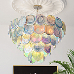 Люстра с каскадом из круглых разноцветных стеклянных дисков Mother of Pearl Iridescence варинант исполнения - 1 | Loft Concept в Рязани