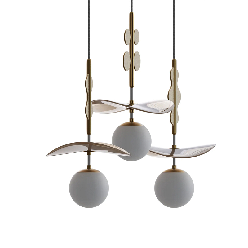 Подвес Bloomy Бежевый Белый Латунь в Рязани | Loft Concept 