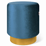 Пуф синий велюр на золотом металлическом основании Golden Belt варинант исполнения - 1 | Loft Concept в Рязани