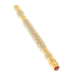 Ручка шариковая металлическая с гравировкой и красным фианитом в деревянной коробке Metal Pens варинант исполнения - 3 | Loft Concept в Рязани