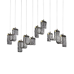 Подвесной светильник линейный с плафонами волнистой формы из фактурного стекла Big Wave варинант исполнения - 2 | Loft Concept в Рязани