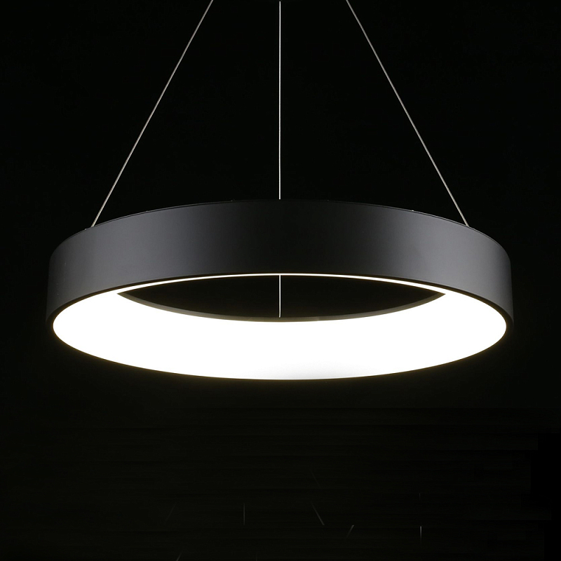 Люстра подвесная светодиодная Black Circle Черный в Рязани | Loft Concept 