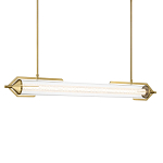 Подвесной светильник линейный золотого цвета с длинной цилиндрической стеклянной трубкой Eurofase варинант исполнения - 1 | Loft Concept в Рязани