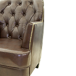 Кресло кожаное c мягкими подлокотниками на 4-х деревянных ножках из массива березы Joseph Armchair brown варинант исполнения - 3 | Loft Concept в Рязани