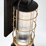 Настенный фонарь цилиндрической формы с рифленым стеклом в золотом каркасе на черном прямоугольном основании Eurofase варинант исполнения - 4 | Loft Concept в Рязани