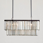 Люстра линейная прямоугольная с подвесками из натурального перламутра Nacre варинант исполнения - 2 | Loft Concept в Рязани