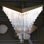 Люстра золотого цвета в форме галочки с каскадом длинных прозрачных трубок Eurofase варинант исполнения - 13 | Loft Concept в Рязани