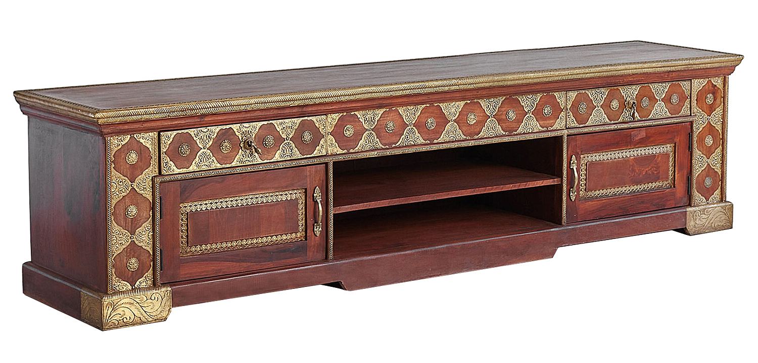 ТВ-тумба с латунной чеканкой Tejas Indian Inlaid TV Stand ТВ-тумба с латунной чеканкой Tejas Indian Inlaid TV Stand - Loft-Concept в Рязани