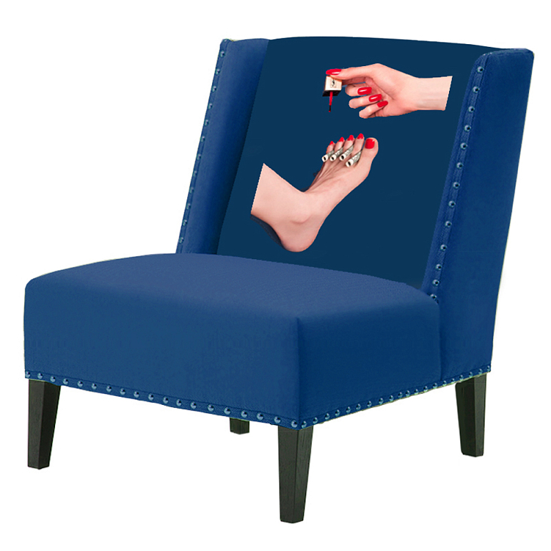 FUN Armchair "Pedicure" Blue Дизайнерское кресло с цветным принтом Сапфирово-синий FUN Armchair "Pedicure" Blue Дизайнерское кресло с цветным принтом Сапфирово-синий в Рязани | Loft Concept