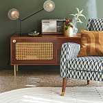 ТВ-тумба из ореха с плетеным декором Eland Wooden Wicker TV Stand варинант исполнения - 3 | Loft Concept в Рязани