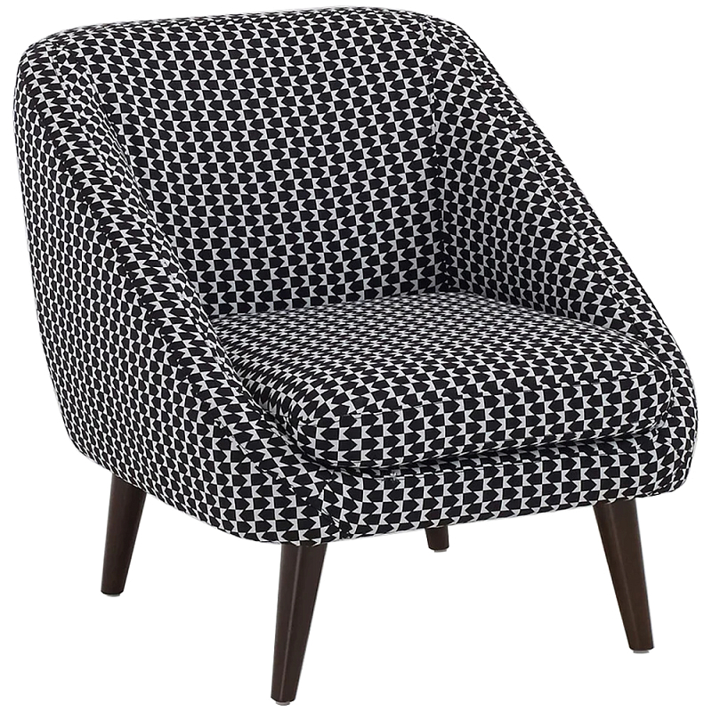 Кресло с черно-белым принтом Pauley Black White Armchair Черно-белый Коричневый Кресло с черно-белым принтом Pauley Black White Armchair Черно-белый Коричневый в Рязани | Loft Concept