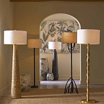 Торшер с фактурным массивным корпусом и тканевым цилиндрическим абажуром Textured Monolith варинант исполнения - 5 | Loft Concept в Рязани