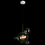 Подвесной светильник с прозрачными бирюзовыми стеклянными шарами и золотыми деталями Диаметр 43 Giopato & Coombes варинант исполнения - 2 | Loft Concept в Рязани