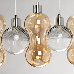 Люстра с 3-мя плафонами волнообразной формы цвета янтарь и 2-мя прозрачными шарообразными плафонами Lucid Rain  варинант исполнения - 7 | Loft Concept в Рязани