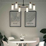 Люстра потолочная с 6-ю цилиндрическими плафонами из стекла и черным каркасом Noir Poise варинант исполнения - 3 | Loft Concept в Рязани