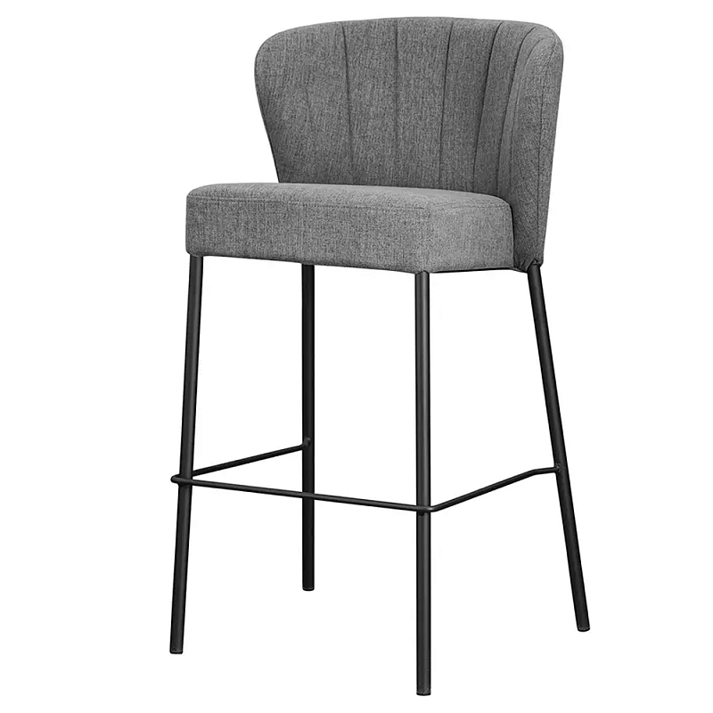 Стул барный серый с широкой закругленной спинкой Bar Chair Gray Серый Стул барный серый с широкой закругленной спинкой Bar Chair Gray Серый в Рязани | Loft Concept