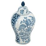 Ваза с крышкой и голубым цветочным рисунком 37 см Blue & White Ornament варинант исполнения - 1 | Loft Concept в Рязани