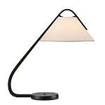 Настольная лампа с черным каркасом и белым тканевым абажуром в форме конуса Stylish Solution варинант исполнения - 3 | Loft Concept в Рязани