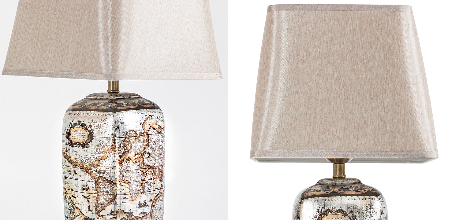 Настольная лампа Vintage World Map Lampshade Настольная лампа Vintage World Map Lampshade - Loft-Concept в Рязани