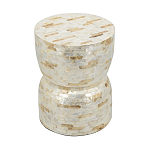 Приставной столик с мозаичным рисунком из раковин устриц Bone Inlay варинант исполнения - 4 | Loft Concept в Рязани