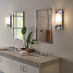 Бра для ванных комнат с цилиндрическим плафоном на прямоугольном зеркальном основании Feiss варинант исполнения - 2 | Loft Concept в Рязани