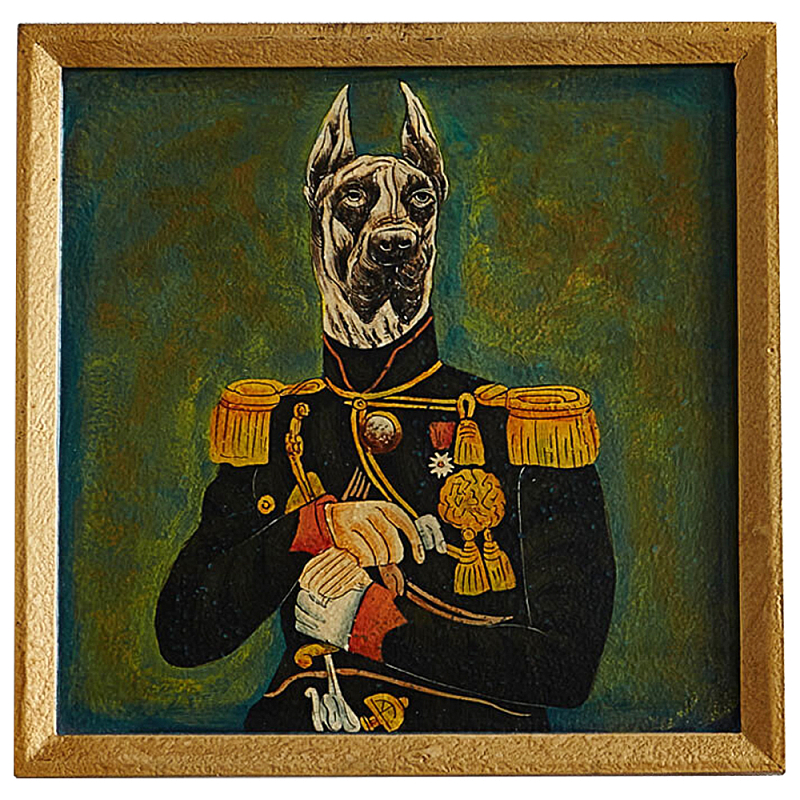 Картина в квадратной раме Chinoiserie Great Dane Dog Portrait Зеленый Золотой Мульти Картина в квадратной раме Chinoiserie Great Dane Dog Portrait Зеленый Золотой Мульти в Рязани | Loft Concept