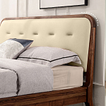 Кровать двуспальная с каркасом из дерева и мягким изголовьем Moon Walnut Bed варинант исполнения - 2 | Loft Concept в Рязани