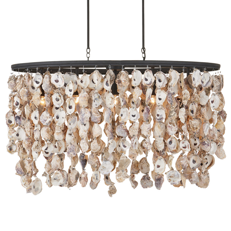 Люстра овальная с подвесками из устричных раковин Sea Ravens Черный в Рязани | Loft Concept 