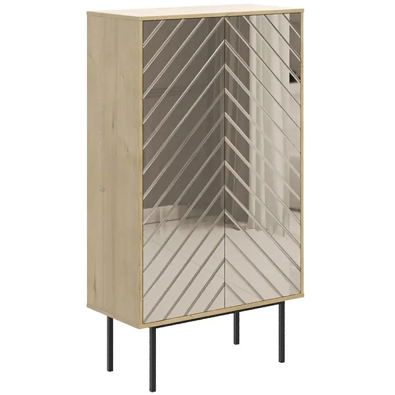 Шкаф с 2-мя зеркальными дверцами Serena Mirror Cabinet Бежевый Черный Зеркало Шкаф с 2-мя зеркальными дверцами Serena Mirror Cabinet Бежевый Черный Зеркало в Рязани | Loft Concept