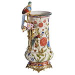 Ваза фарфоровая с птицей на бронзовой ветке и цветочной росписью Garden of Eden варинант исполнения - 1 | Loft Concept в Рязани