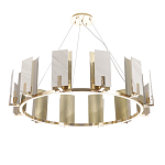 Люстра подвесная круглая с прямоугольными мраморными и золотистыми панелями на металлическом каркасе Диаметр 118 см Marble square Chandelier варинант исполнения - 2 | Loft Concept в Рязани