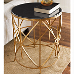 Приставной стол с металлическим золотым  основанием и чёрной столешницей Paradigm варинант исполнения - 1 | Loft Concept в Рязани