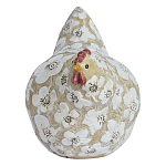 Статуэтка курица с резными белыми цветами на бежевой фактурной поверхности Rustic Chicken варинант исполнения - 1 | Loft Concept в Рязани