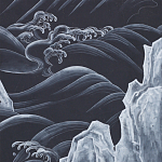 Обои ручная роспись Matsushima Waves Roka on Edo Night painted silk варинант исполнения - 1 | Loft Concept в Рязани