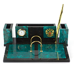 Настольный письменный набор из змеевика с часами и календарницей Successful Leader варинант исполнения - 1 | Loft Concept в Рязани