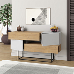 Комод c 2-мя белыми дверцами и 2-мя выдвижными ящиками цвета древесины EROS CONSOLE OAK WHITE варинант исполнения - 2 | Loft Concept в Рязани