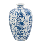 Ваза фарфоровая с узким горлышком и синими цветочными мотивами Independence варинант исполнения - 2 | Loft Concept в Рязани