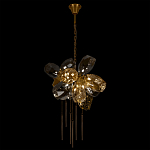 Люстра подвесная со стеклянными плафонами из дымчатого и золотистого с шестью вертикальными подвесками Gilded Mirage  варинант исполнения - 3 | Loft Concept в Рязани