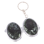 Зеркало брелок карманное двухстороннее из натурального камня Серафинит Stone Mirrors варинант исполнения - 2 | Loft Concept в Рязани