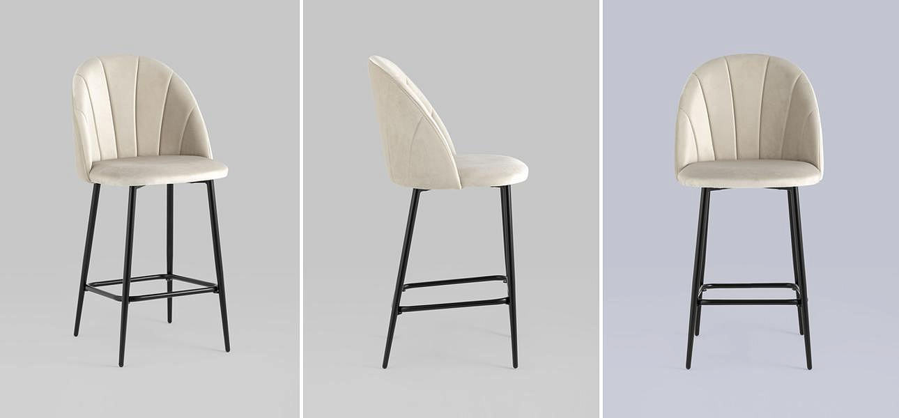 Барный Стул Balsari S Chair Молочный Велюр Барный Стул Balsari S Chair Молочный Велюр - Loft-Concept в Рязани