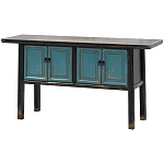 Деревянная консоль в китайском стиле с дверцами голубая Qin Console Table Blue варинант исполнения - 2 | Loft Concept в Рязани