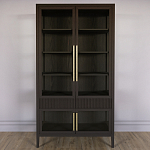 Витрина Primo со стеклянными фасадами и 2 ящиками Темный орех варинант исполнения - 1 | Loft Concept в Рязани